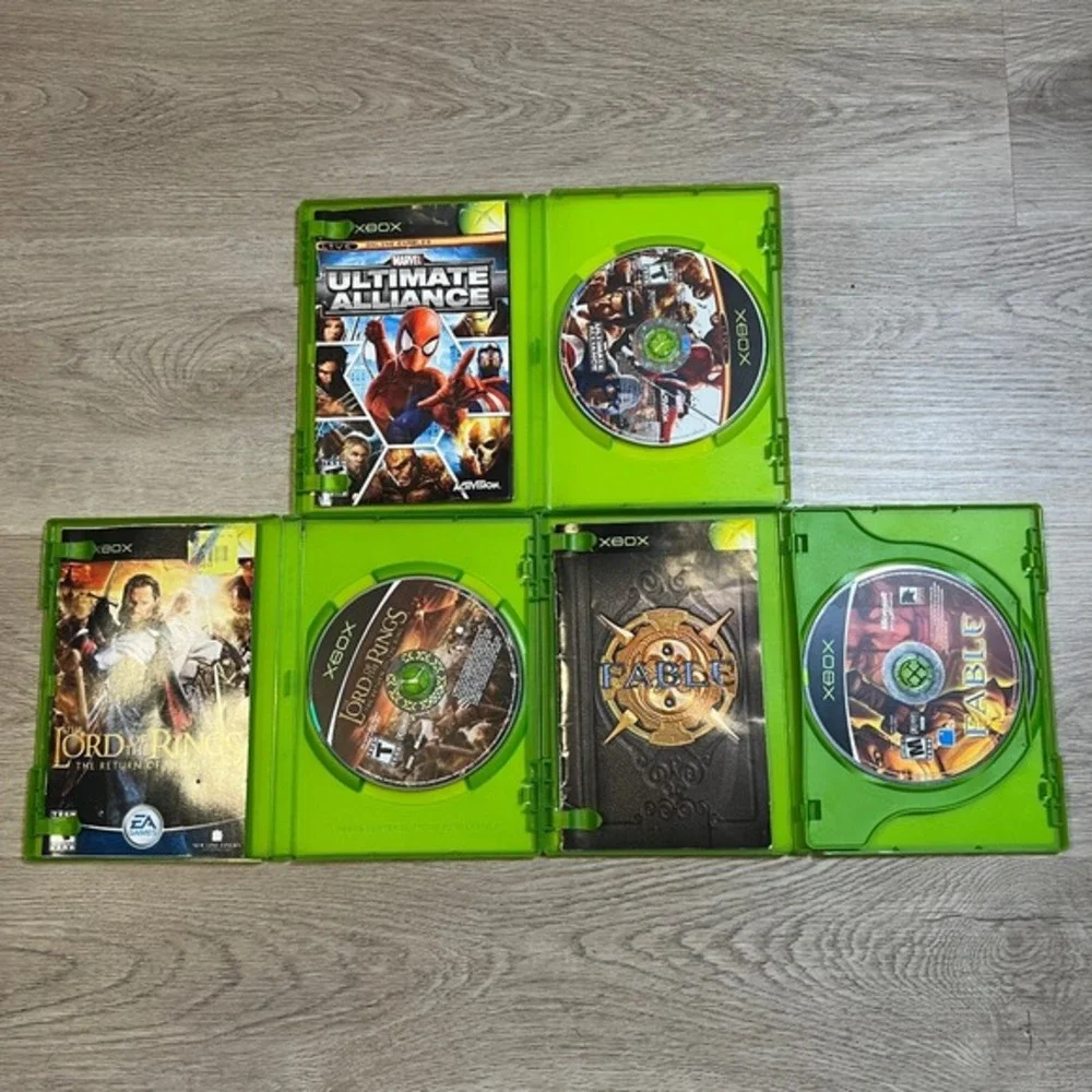 Microsoft Xbox Video Game Lot 3 Games Marvel Ultimate Alliance Fable LOTR Return